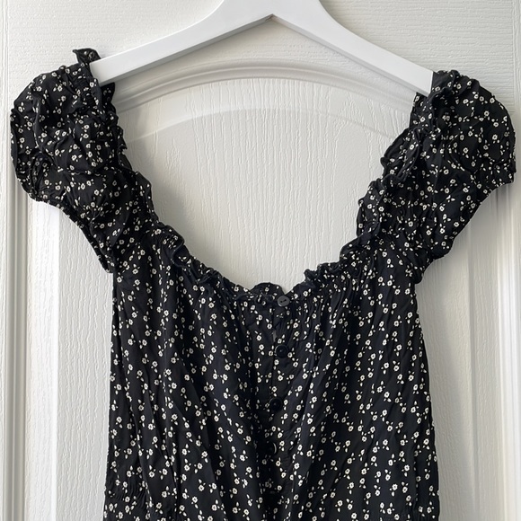 Auguste Button Down Dress Black Flowers - Picture 6 of 12